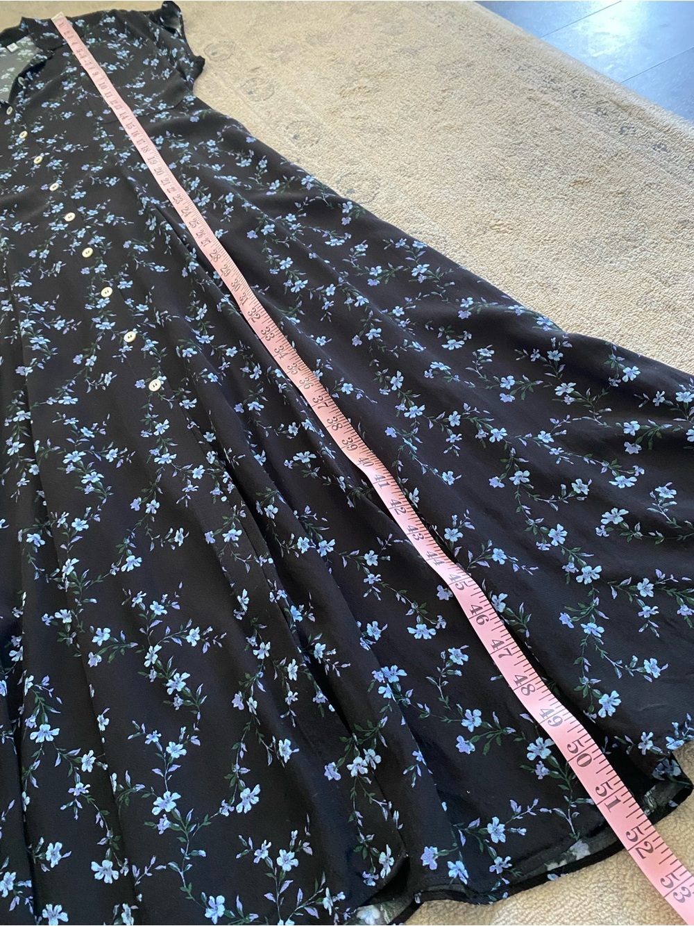 & Other Stories Paris Atelier Floral Maxi Dress 10 Black Blue Button Collar - Picture 16 of 16